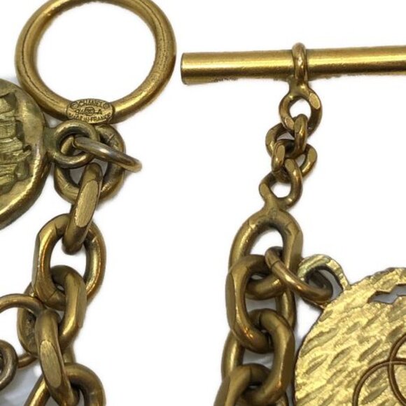 Authentic Chanel Coco CC Logo 24K Vintage Bracelet Chain Clasp Gold Plated - Picture 5 of 5